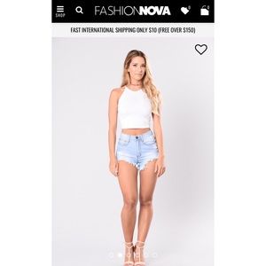 Fashion Nova light-wash jean shorts